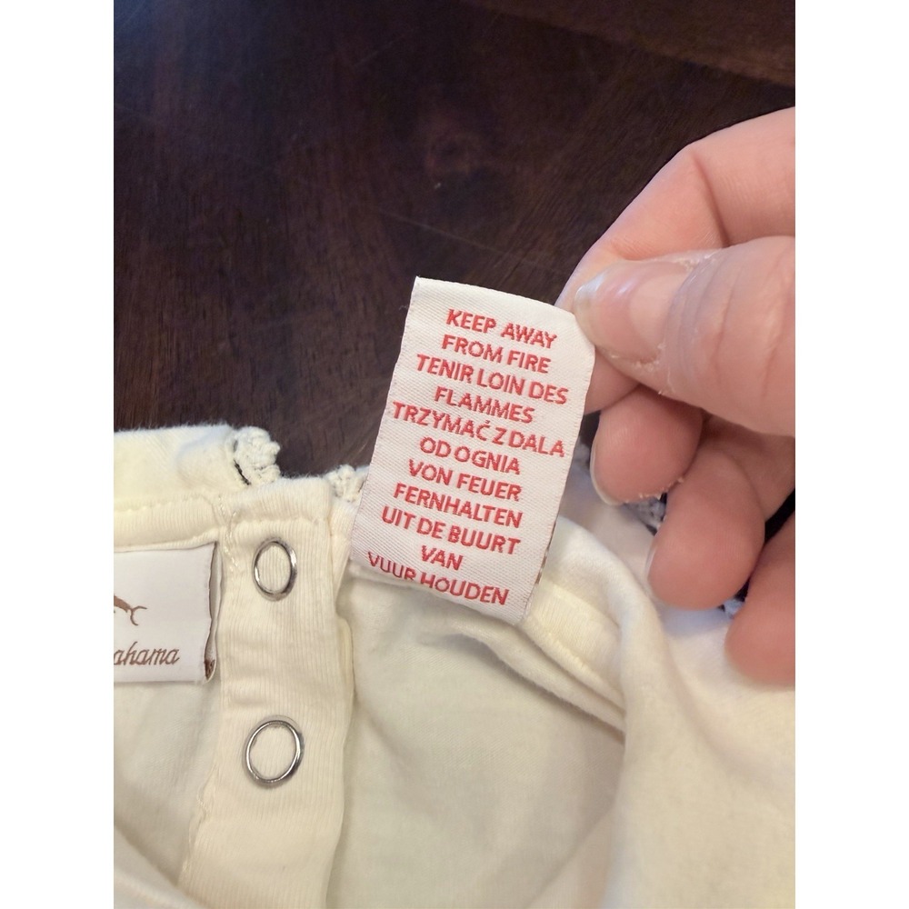 Tommy Bahama Girls 0-3 mo long sleeve collar ruffle ivory cream one piece - Picture 4 of 6